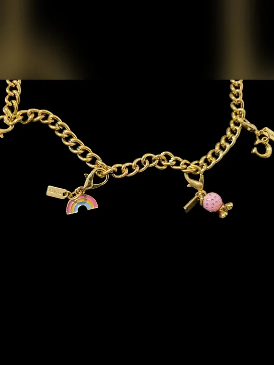 Letter "C" Gold-Tone Bag Chain with Multicolor Enamel Accents - Picture 3 of 6
